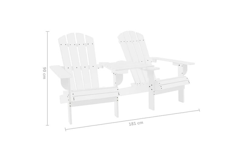 Adirondackstolar med bord massivt granträ vit - Vit - Däckstol