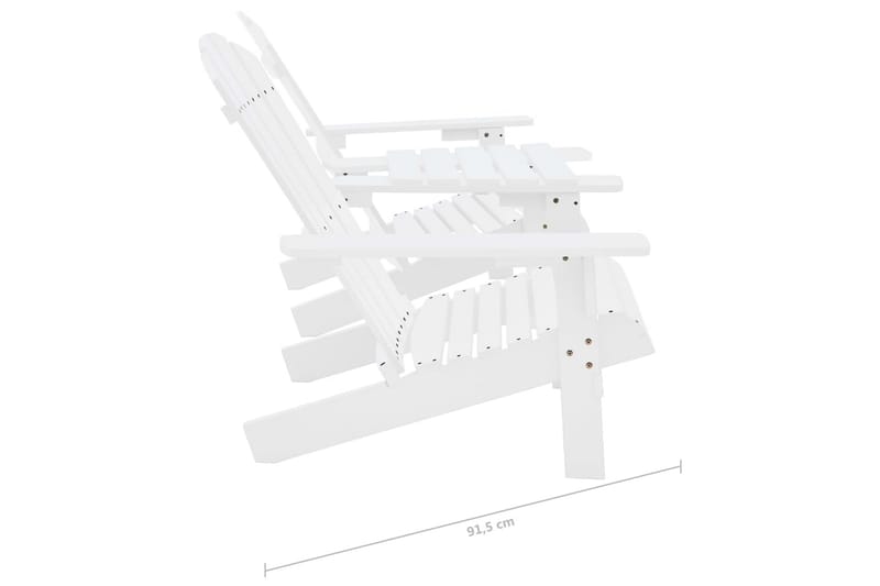 Adirondackstolar med bord massivt granträ vit - Vit - Däckstol