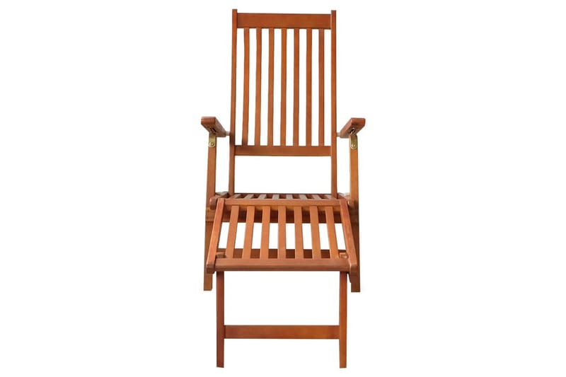 Däckstol med fotstöd och dyna massivt akaciaträ - Beige - Utemöbler - Utestol & trädgårdsstol - Solstolar - Däckstol