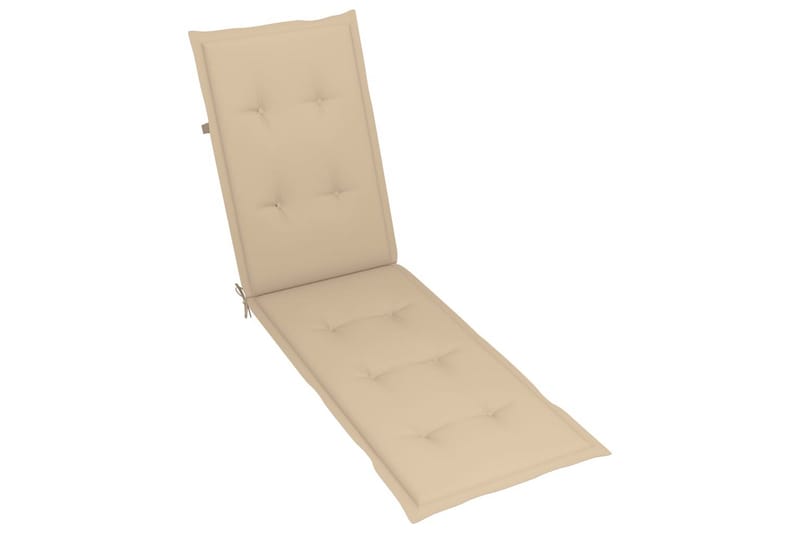 Däckstol med fotstöd och dyna massivt akaciaträ - Beige - Utemöbler - Utestol & trädgårdsstol - Solstolar - Däckstol