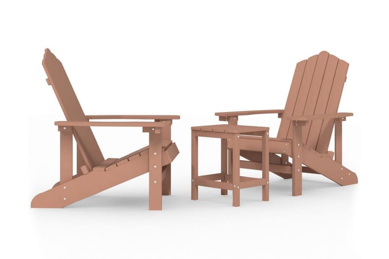 Däckstolar för trädgården med bord HDPE brun - Brun - Utemöbler - Utestol & trädgårdsstol - Solstolar - Däckstol