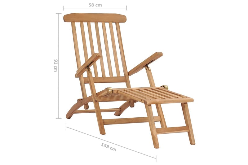 Däckstolar med fotpallar och bord massiv teak - Brun - Utemöbler - Utestol & trädgårdsstol - Solstolar - Däckstol