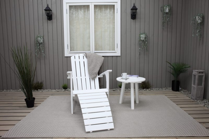 Rolston Däckstol med Fotpall - Vit - Utemöbler - Utestol & trädgårdsstol - Solstolar - Däckstol