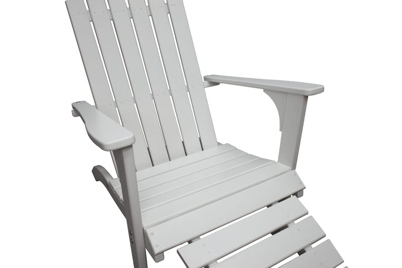 Rolston Däckstol med Fotpall - Vit - Utemöbler - Utestol & trädgårdsstol - Solstolar - Däckstol