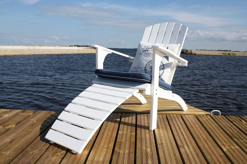 Rolston Däckstol med Fotpall - Vit - Utemöbler - Utestol & trädgårdsstol - Solstolar - Däckstol