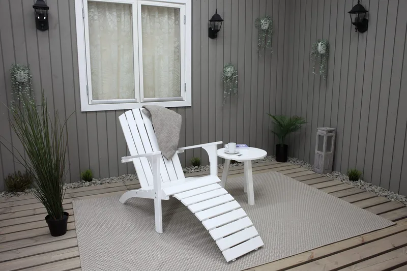 Rolston Däckstol med Fotpall - Vit - Utemöbler - Utestol & trädgårdsstol - Solstolar - Däckstol