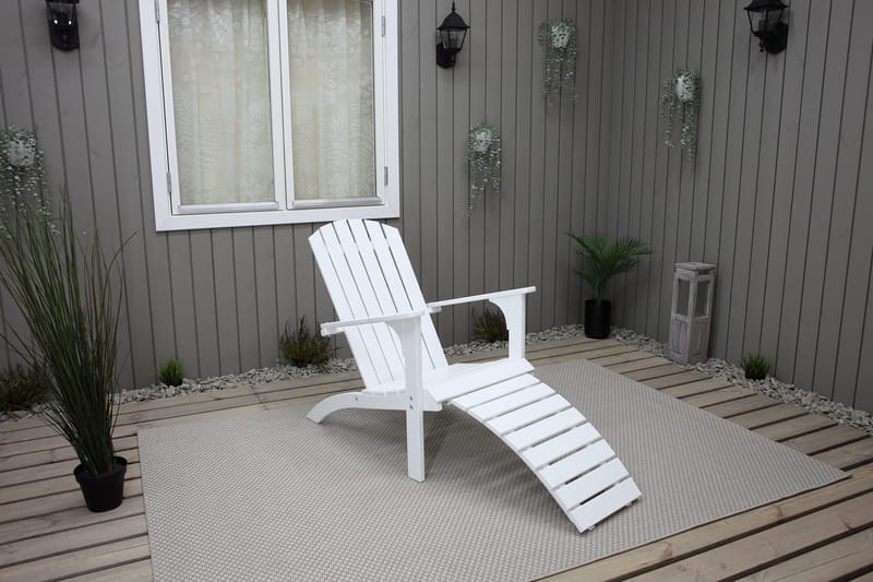 Rolston Däckstol med Fotpall - Vit - Utemöbler - Utestol & trädgårdsstol - Solstolar - Däckstol