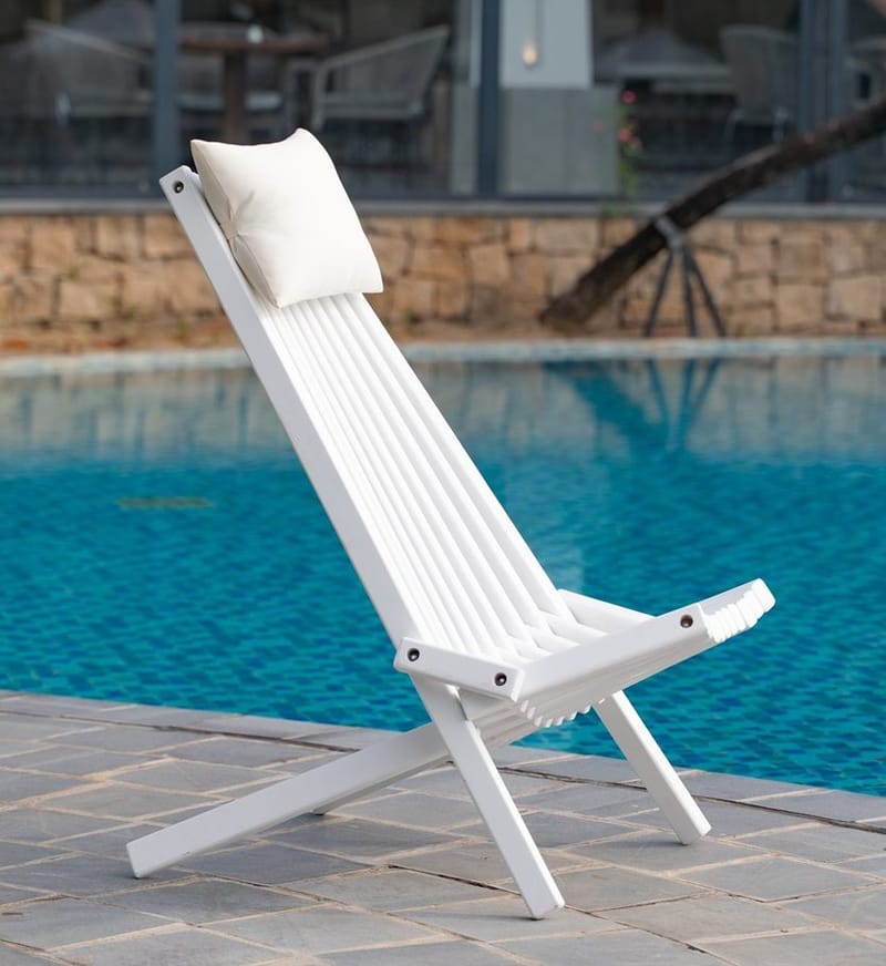 Däckstol vit med nackkudde - vit - Utemöbler - Utestol & trädgårdsstol - Solstolar - Däckstol