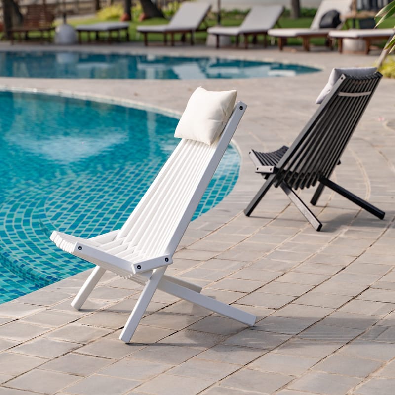 Däckstol vit med nackkudde - vit - Utemöbler - Utestol & trädgårdsstol - Solstolar - Däckstol