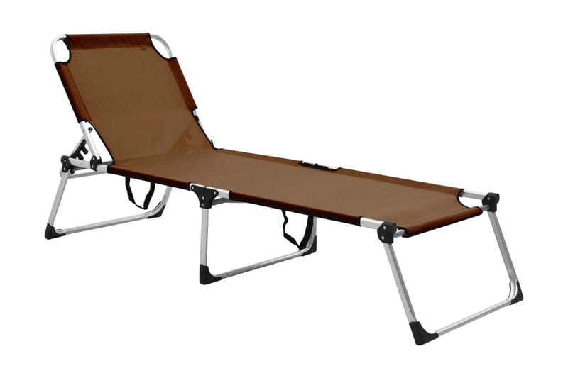 Extra hög solstol för seniorer hopfällbar brun aluminium - Brun - Solstolar