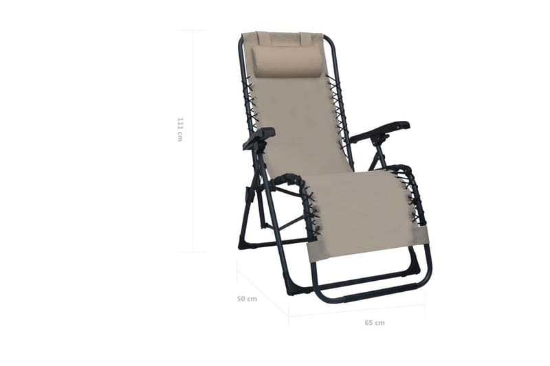 Hopfällbar solstol taupe textilene - Brun - Utemöbler - Utestol & trädgårdsstol - Solstolar