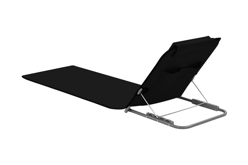 Hopfällbara strandmattor 2 st stål och tyg svart - Svart - Solstolar