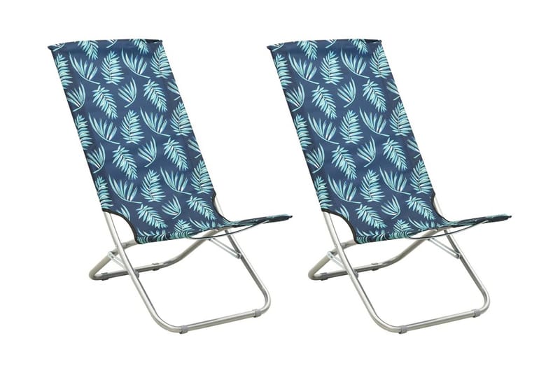 Hopfällbara strandstolar 2 st bladmönster tyg - Grön - Utemöbler - Utestol & trädgårdsstol - Solstolar - Strandstol