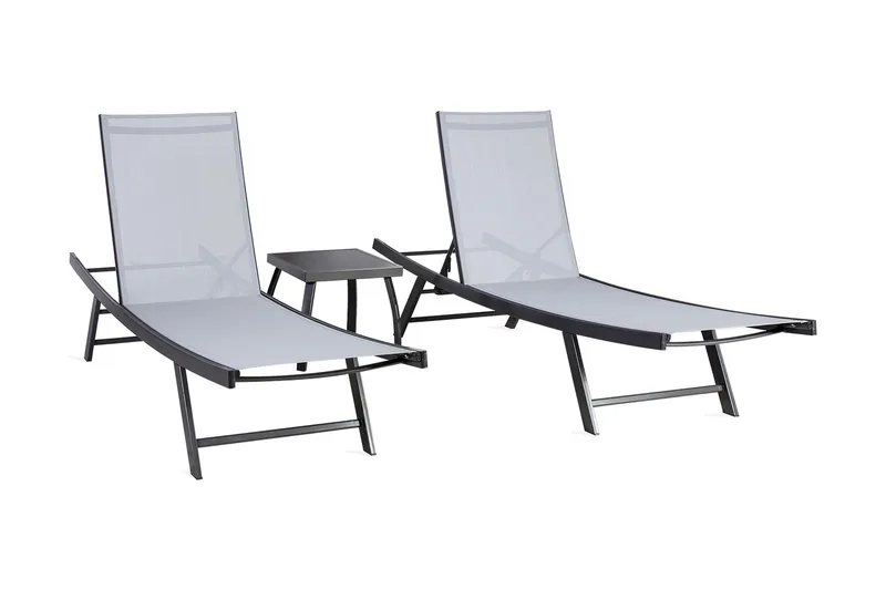 Möbelset Ario Sidobord Och 2 Solstolar Grå, undefined