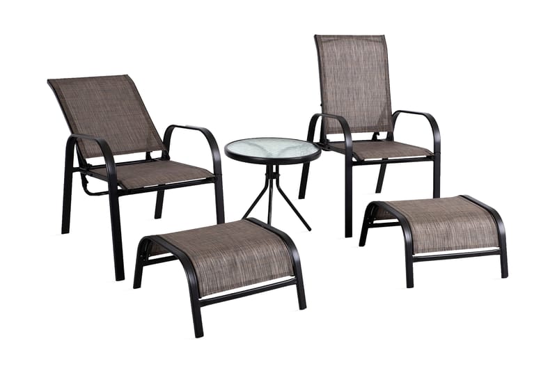 Set DAKOTA bord 2 stolar och 2 fotpallar - Solstolar