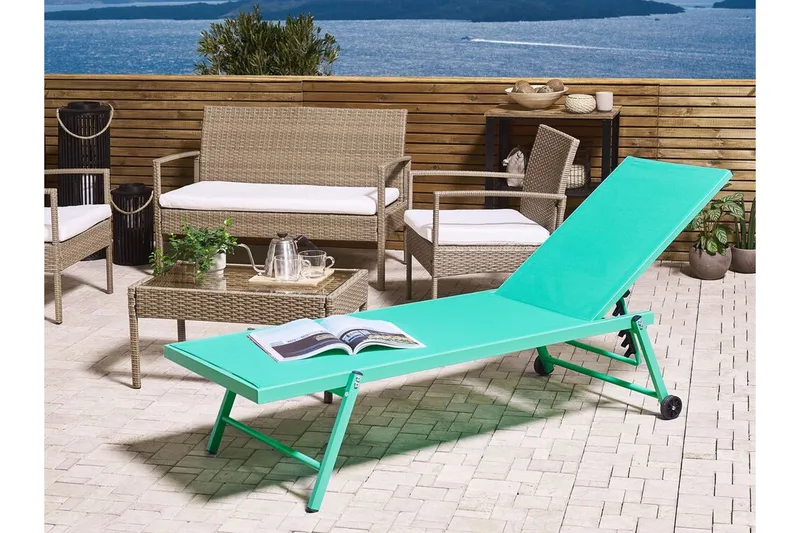 Solsäng turkos PORTOFINO - Grön - Utemöbler - Utestol & trädgårdsstol - Solsäng & Solvagnar