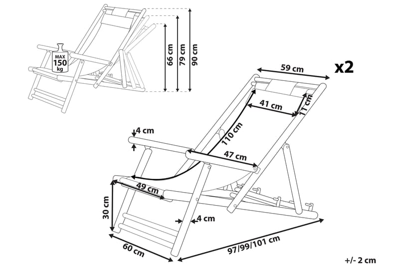 Solstol 2 st ljust trä/beige ATRANI - Trä/natur - Utemöbler - Utestol & trädgårdsstol - Solstolar