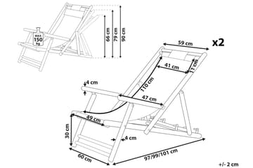 Solstol 2 st ljust trä/beige ATRANI - Trä/natur - Utemöbler - Utestol & trädgårdsstol - Solstolar