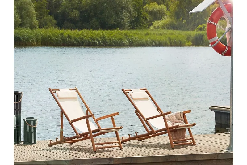 Solstol 2 st ljust trä/beige ATRANI - Trä/natur - Utemöbler - Utestol & trädgårdsstol - Solstolar