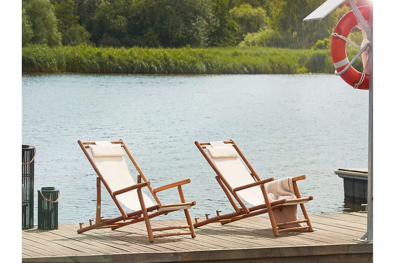 Solstol 2 st ljust trä/beige ATRANI - Trä/natur - Utemöbler - Utestol & trädgårdsstol - Solstolar