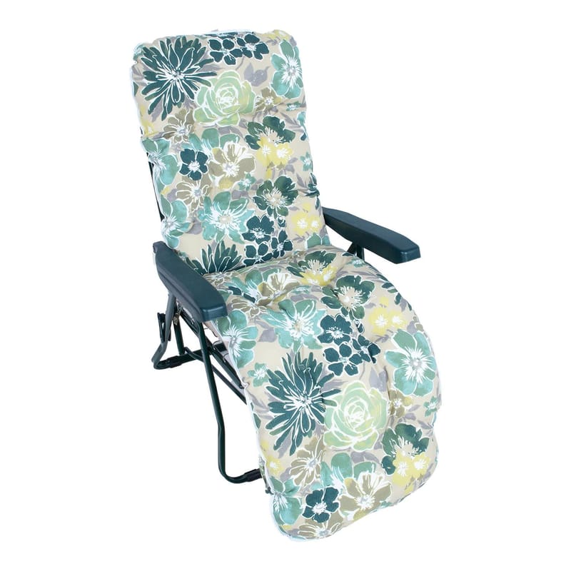 Solstol Baden-Baden - grön med ljus blommig dyna - Utemöbler - Utestol & trädgårdsstol - Solstolar - Baden baden stol