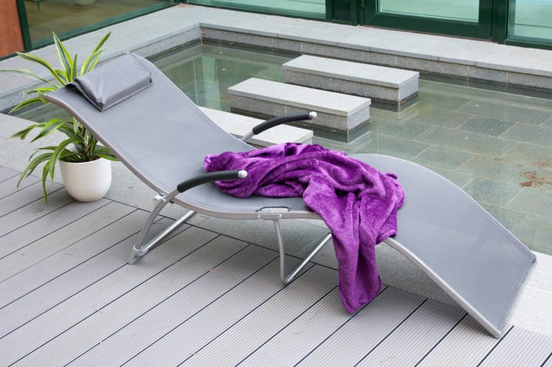 Solstol Batya 173x63x65 cm Grå Stålram - Utemöbler - Utestol & trädgårdsstol - Solstolar