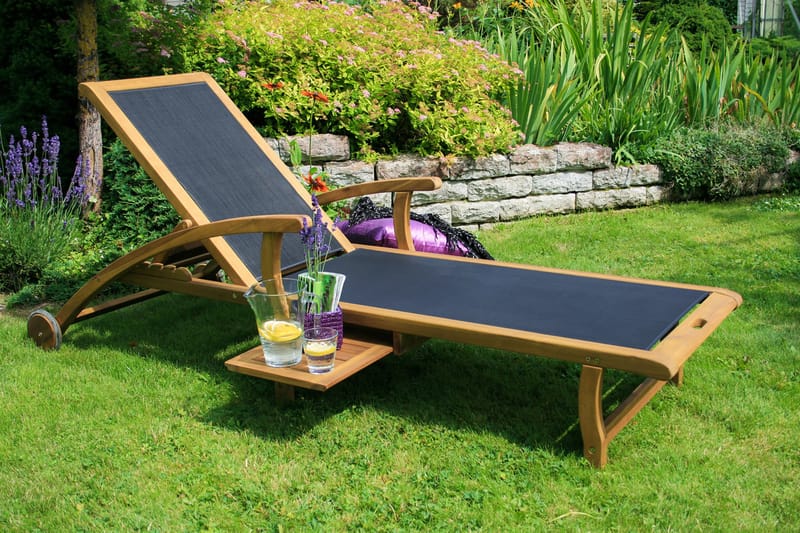 Solstol FRAMTID 200x755xH95cm svart Akacia - Utemöbler - Utestol & trädgårdsstol - Solstolar