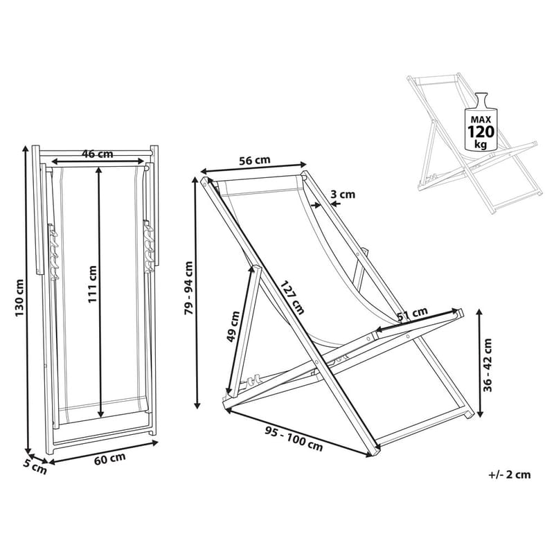 Solstol Locri Ii - Beige, svart - Utemöbler - Utestol & trädgårdsstol - Solstolar - Däckstol