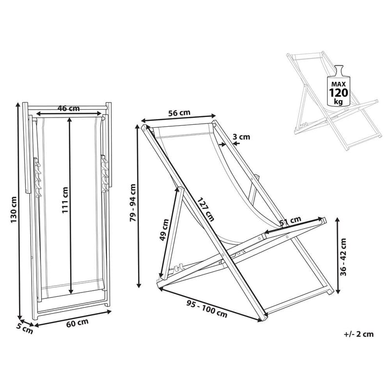 Solstol Locri Ii - Beige, svart - Utemöbler - Utestol & trädgårdsstol - Solstolar