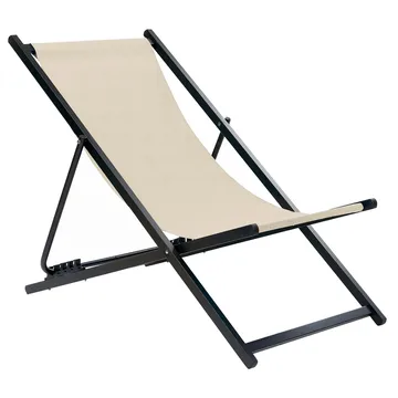 Solstol Locri Ii - Beige, svart - Utemöbler - Utestol & trädgårdsstol - Solstolar