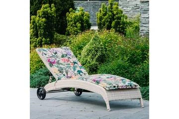 Solstol WICKER 73x196x99cm färg: beige - Beige - Utemöbler - Utestol & trädgårdsstol - Solstolar