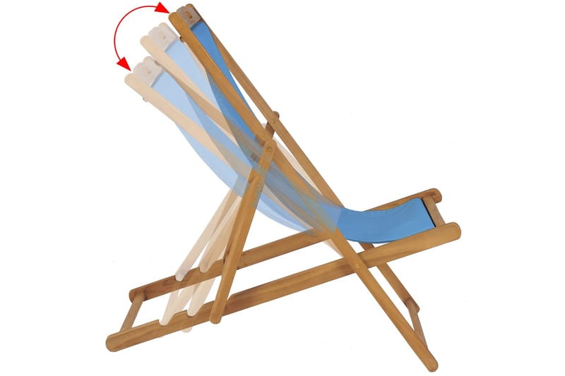 Strandstol teakträ 56x105x96 cm blå - Blå - Utemöbler - Utestol & trädgårdsstol - Solstolar