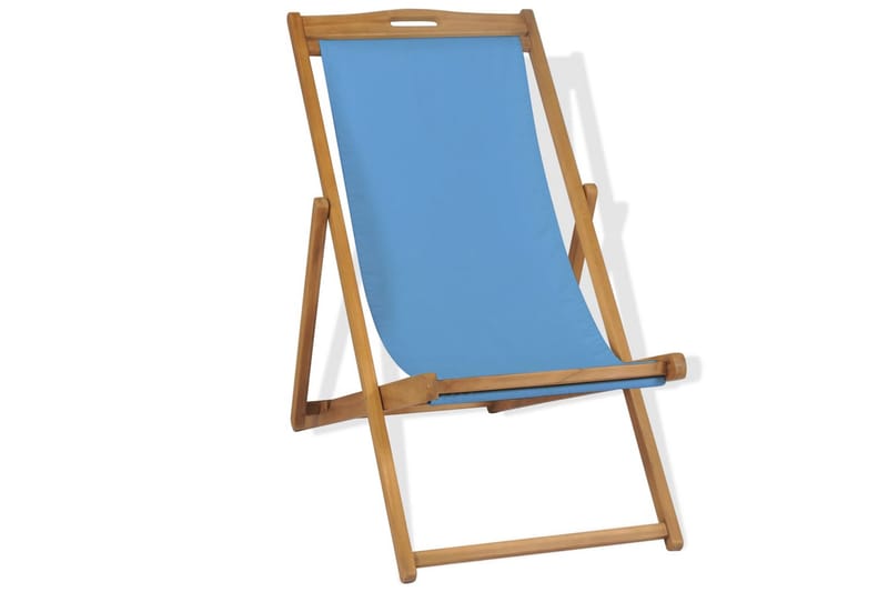 Strandstol teakträ 56x105x96 cm blå - Blå - Utemöbler - Utestol & trädgårdsstol - Solstolar