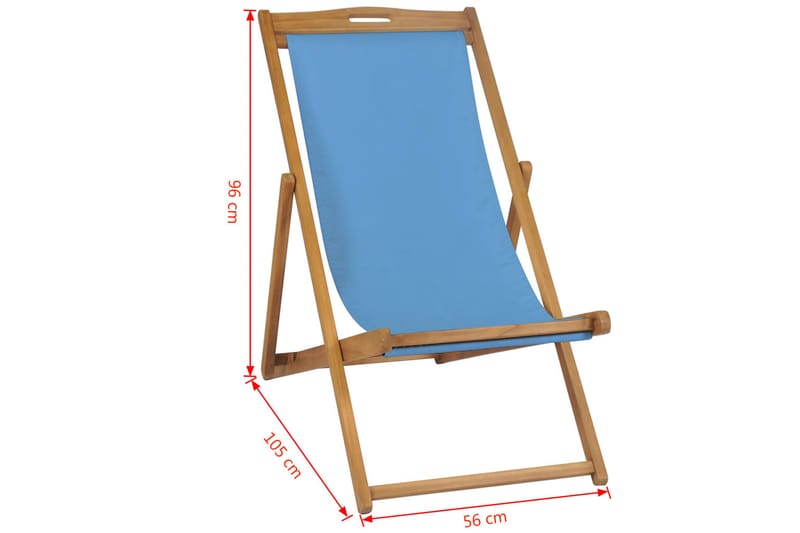 Strandstol teakträ 56x105x96 cm blå - Blå - Utemöbler - Utestol & trädgårdsstol - Solstolar