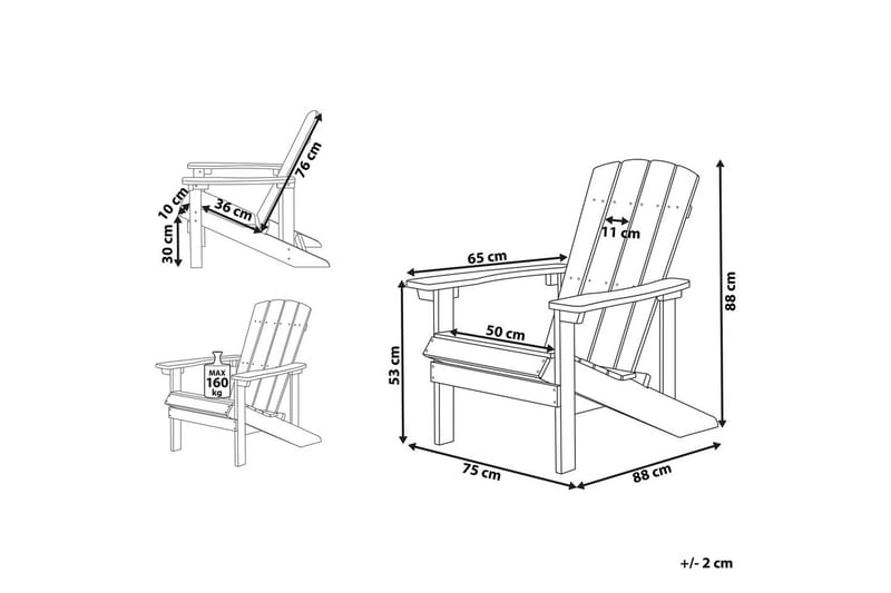 Trädgårdsstol Adirondack - Grön, 75x88x88 cm - Utemöbler - Utestol & trädgårdsstol - Solstolar - Däckstol
