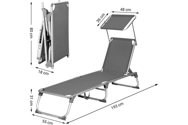 SONGMICS Solstol 193 cm - Songmics - Utemöbler - Utestol & trädgårdsstol - Solstolar