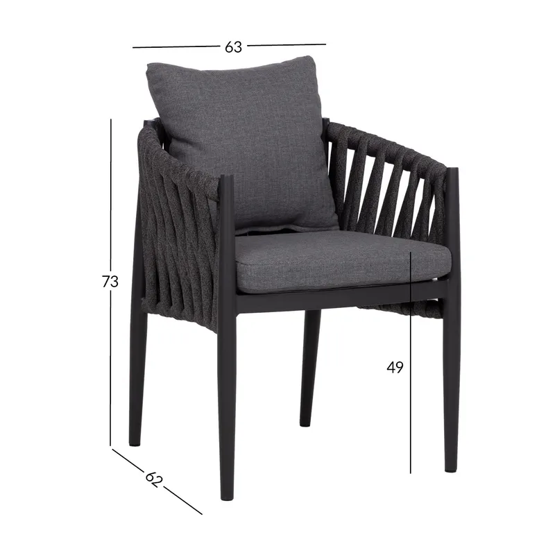 Stol Bristol 63x62x73 cm - Grå - Utemöbler - Utestol & trädgårdsstol - Utefåtölj & loungefåtölj