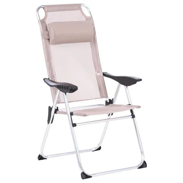 Stol utomhus Asine Aluminum Fällbar - Beige/Svart - Utemöbler - Utestol & trädgårdsstol - Positionsstol
