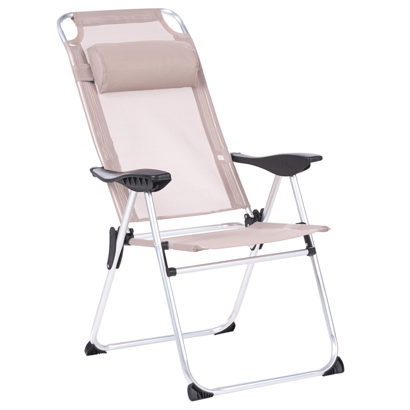 Stol utomhus Asine Aluminum Fällbar - Beige/Svart - Utemöbler - Utestol & trädgårdsstol - Positionsstol