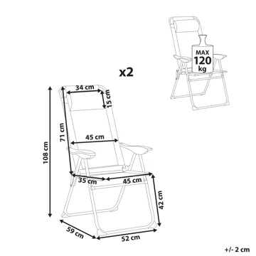 Stol utomhus Asine Aluminum Fällbar - Beige/Svart - Utemöbler - Utestol & trädgårdsstol - Positionsstol