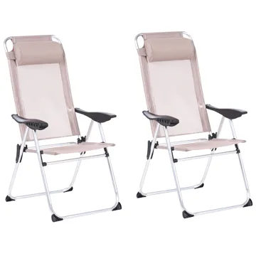 Stol utomhus Asine Aluminum Fällbar - Beige/Svart - Utemöbler - Utestol & trädgårdsstol - Positionsstol