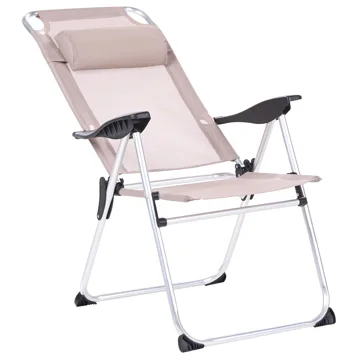 Stol utomhus Asine Aluminum Fällbar - Beige/Svart - Utemöbler - Utestol & trädgårdsstol - Positionsstol