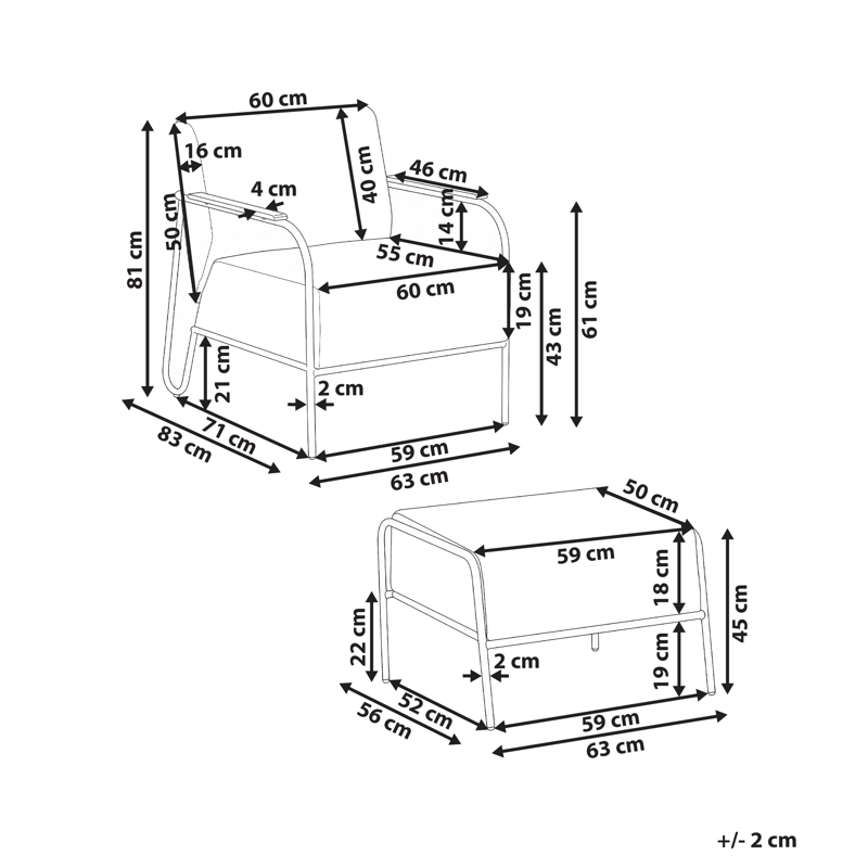 Stol utomhus Nimis med Fotpall - Beige - Utemöbler - Utestol & trädgårdsstol - Utefåtölj & loungefåtölj