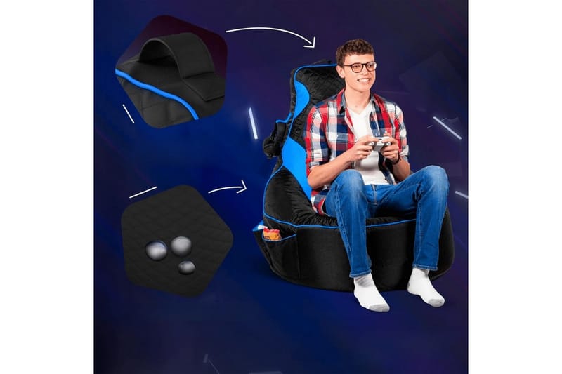 Sufian Sittsäck Utomhus 90 cm - Blå/Svart - Utemöbler - Utestol & trädgårdsstol - Sittsäckar utomhus