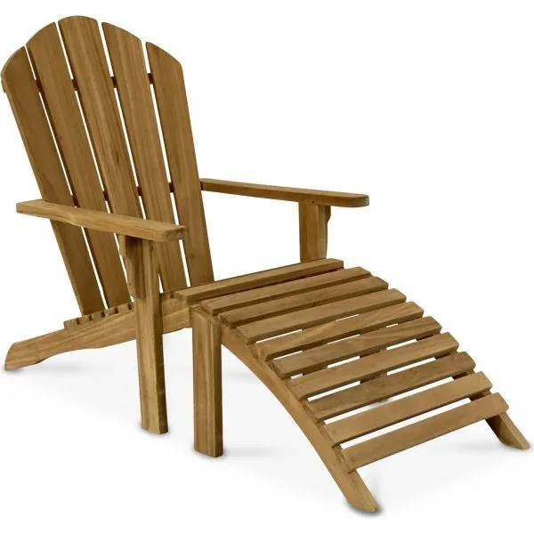 Teakstol Adirondack teakstol | Loungestol i massiv teak med pall | Ornö Brun, undefined