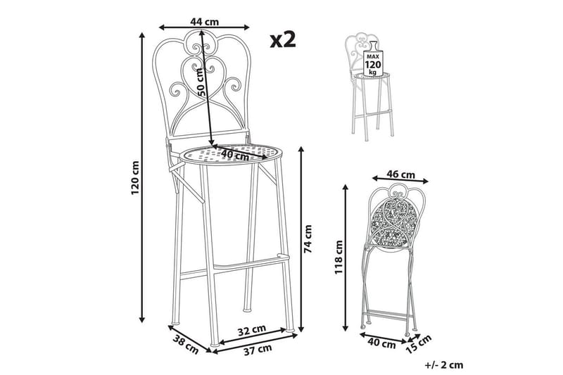 Trädgårdsbarstolar set om 2 Trieste - Utemöbler - Utestol & trädgårdsstol - Barstol utomhus