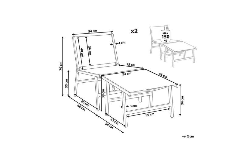 Trädgårdsstol set om 2 Marceddi - Beige, vit - Utemöbler - Utestol & trädgårdsstol - Utefåtölj & loungefåtölj