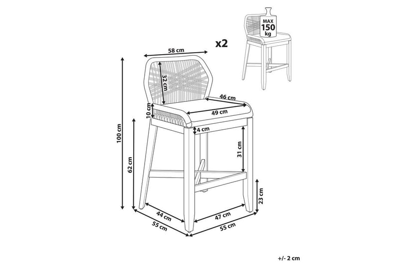 Trädgårdsstol set om 2 Talamone - Utemöbler - Utestol & trädgårdsstol - Barstol utomhus