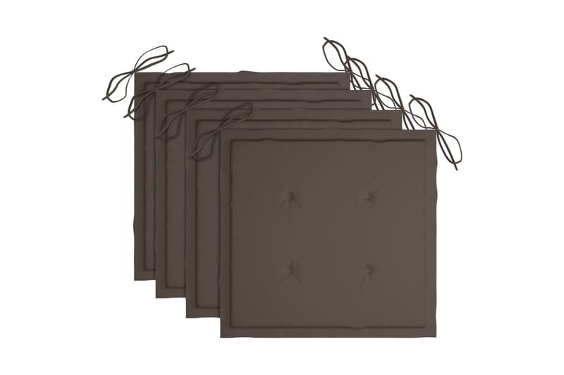 Trädgårdsstolar med taupe dynor 3 st massivt teakträ - Taupe - Utemöbler - Utestol & trädgårdsstol - Positionsstol