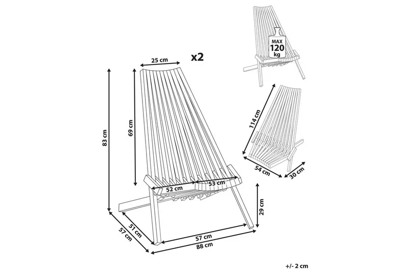 Trädgårdsstolar set om 2 Bellano - Utemöbler - Utestol & trädgårdsstol - Utefåtölj & loungefåtölj